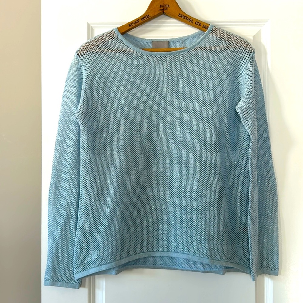 Evolution by Cyrus Sparkly Loose Weave Knit Top Metallic Lurex with MEASUREMENTS
